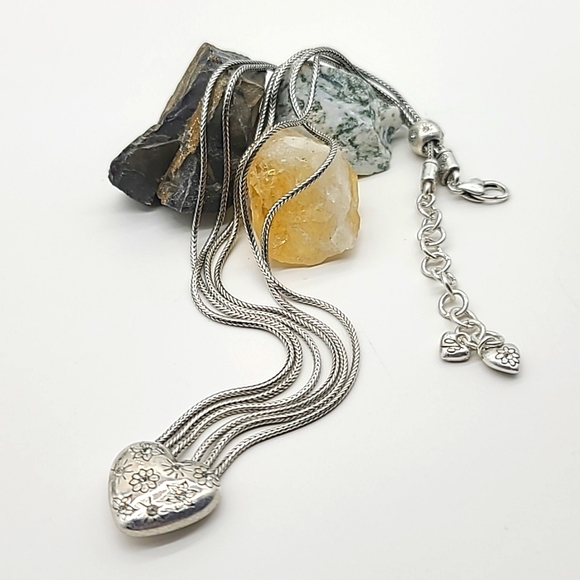 Brighton "Stellar Heart" Multi-Chain Heart Charm Necklace w Crystal Details! - Picture 1 of 10